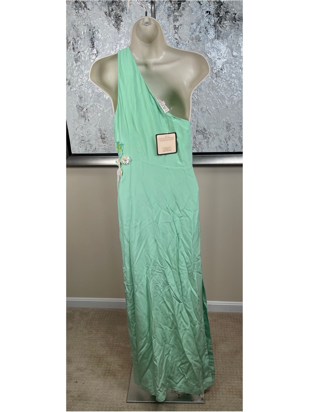 LA FUORI Calypso Floral Sequin Embellished Cutout Green Maxi Dress Size Small - Picture 7 of 9
